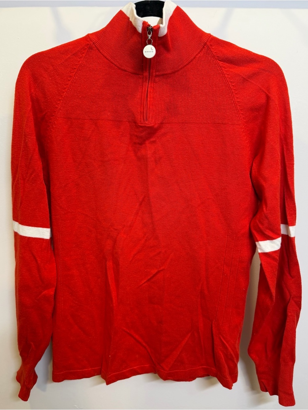 LOLE Women’s Red Ribbed Quarter Zip Sweater